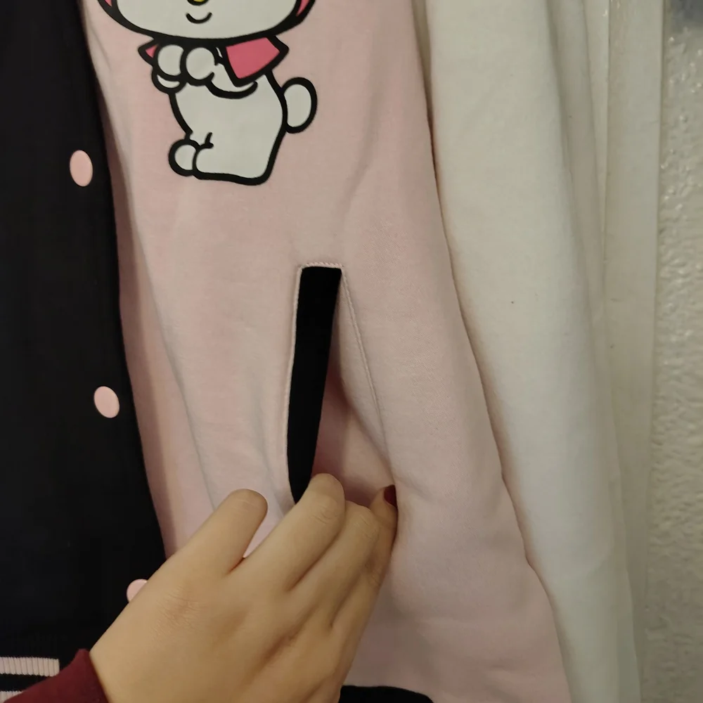 Pink and Black Varsity Jacket with Cartoon Characters - Picture 4 of 7